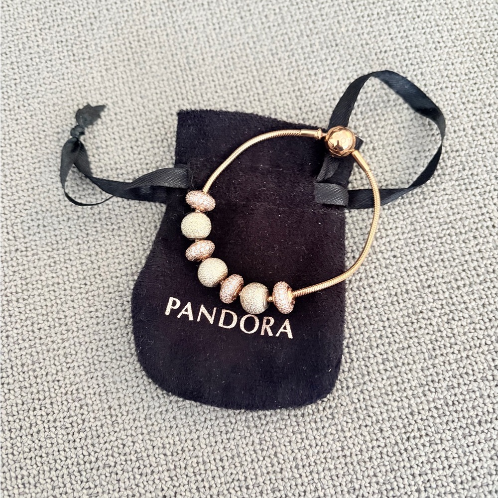 Pandora Rose Gold and Silver Charm Bracelet